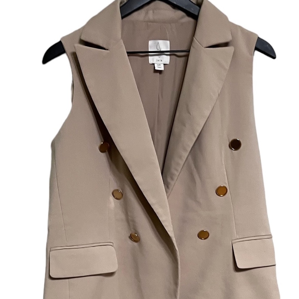 Joie Open Camel Collared Sleeveless Blazer - image 3